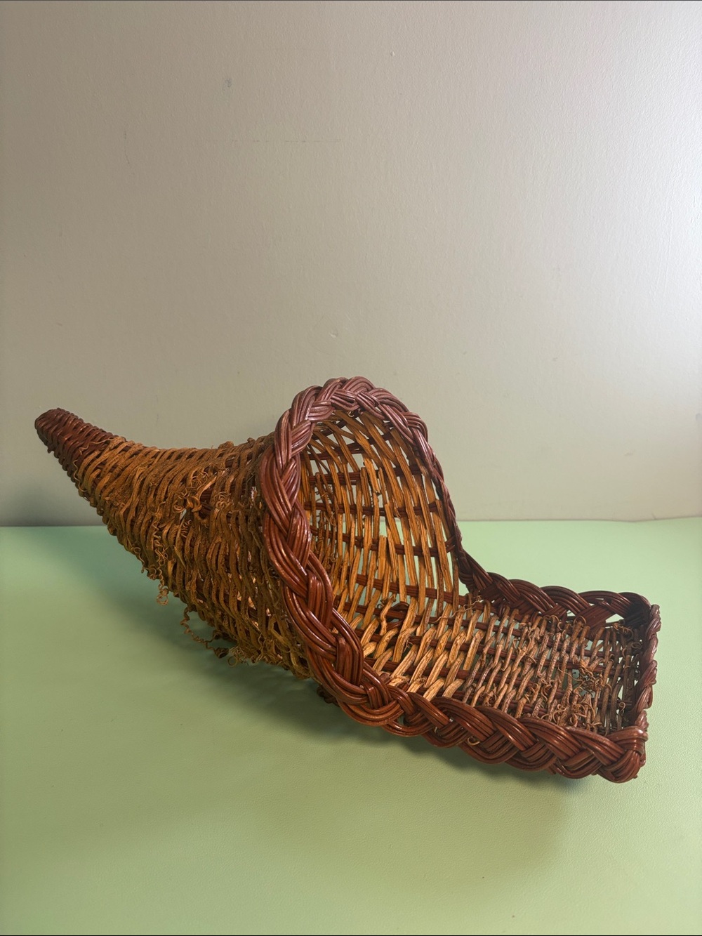 Cornucopia Horn of Plenty Rustic Basket, Fall Thanksgiving Centre Piece Basket